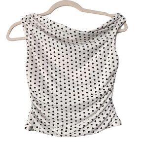 Polka Dot Cowl Neck Camisole in White and Black